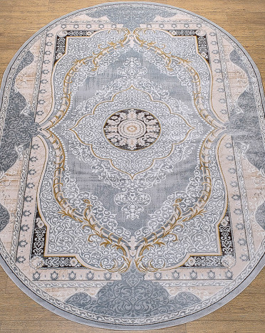 Ковер российский 25651-24388 Каскад (PP Heatset Высокоплотный, серый) овальный