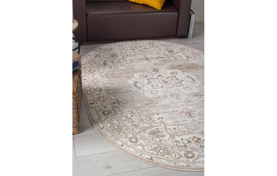Ковер 04089A - CREAM HB / LIGHT GRI HB - Овал - коллекция NOVA